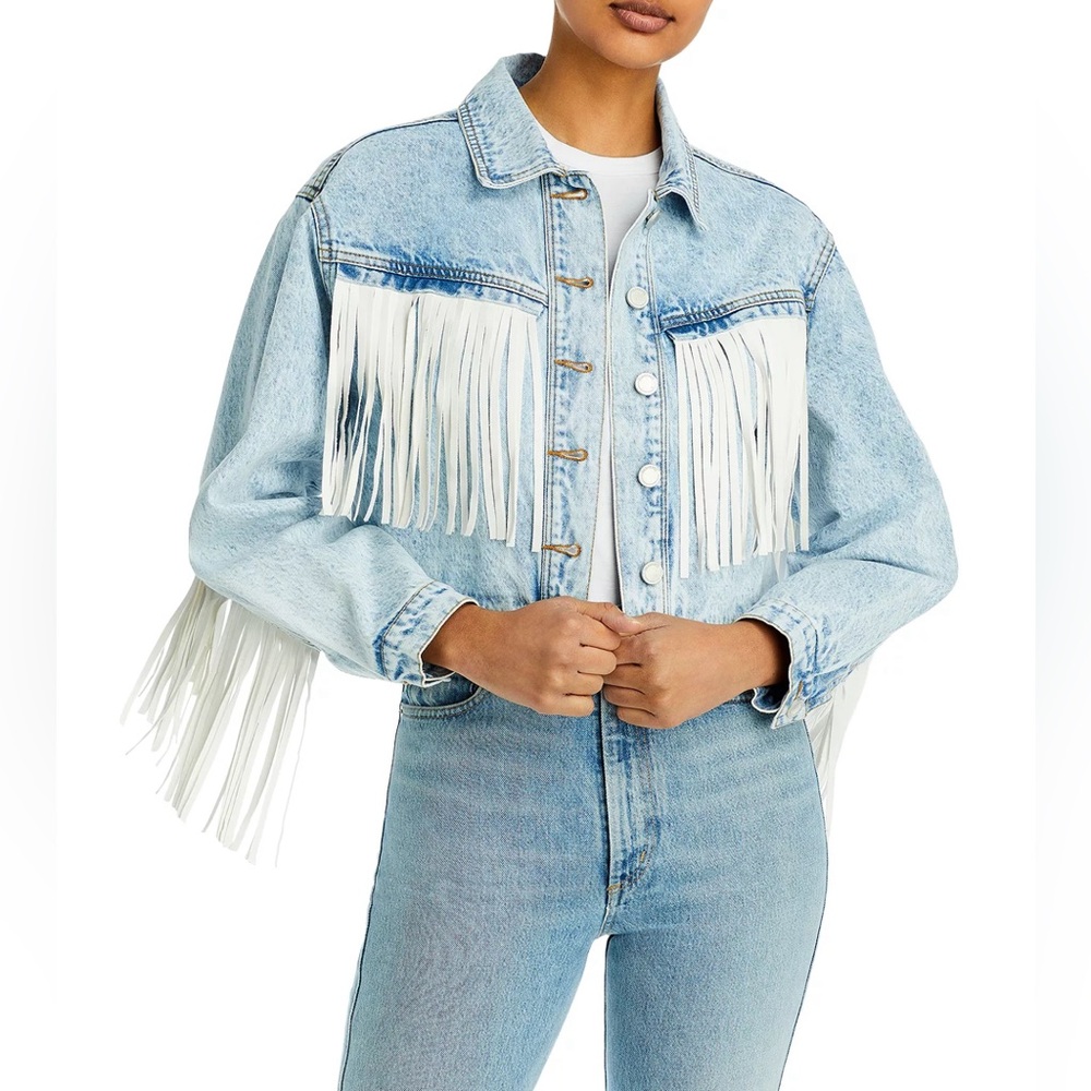 BLANKNYC
Fringe Trim Denim Trucker Jacket - SZ Large - NWT